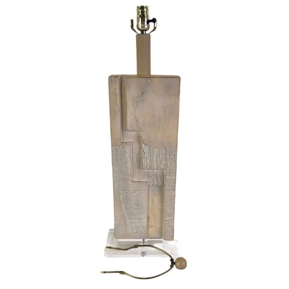Casual Lamps of California Brutalist Modern Lucite Plinth Table Lamp 1988